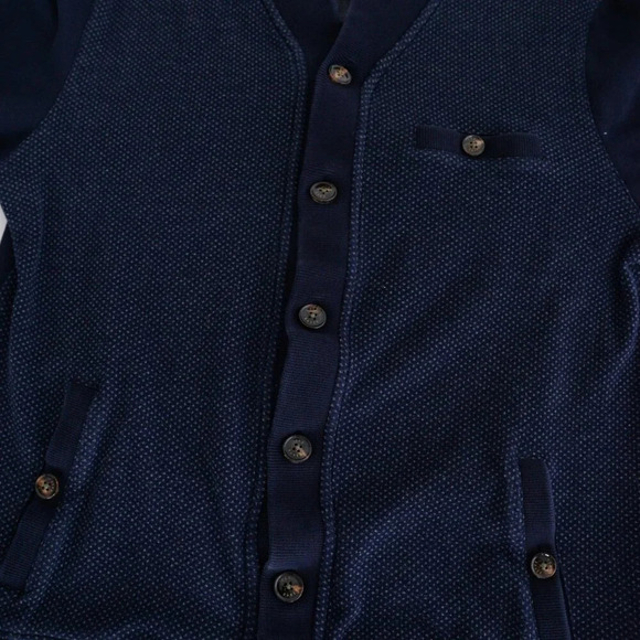 Ted Baker London Navy Cotton Blend Button Up Cardigan Sweater Size 5 - Picture 7 of 10